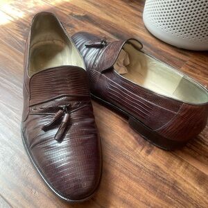 Giorgio Brutini Brown Tasseled Genuine Lizard Slip On Loafers Sz 9.5M